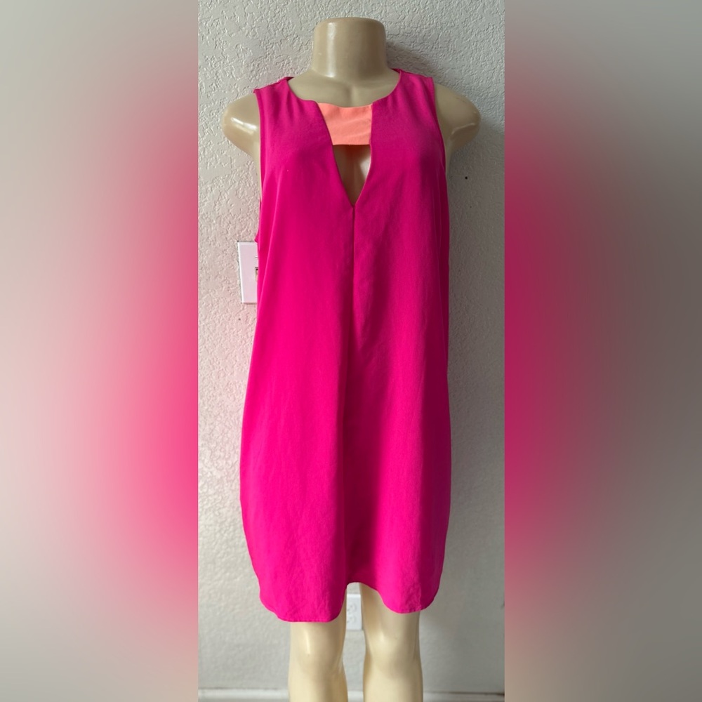 Lush Pink Sleeveless Midi Dress with Coral Accent casual summer y2k